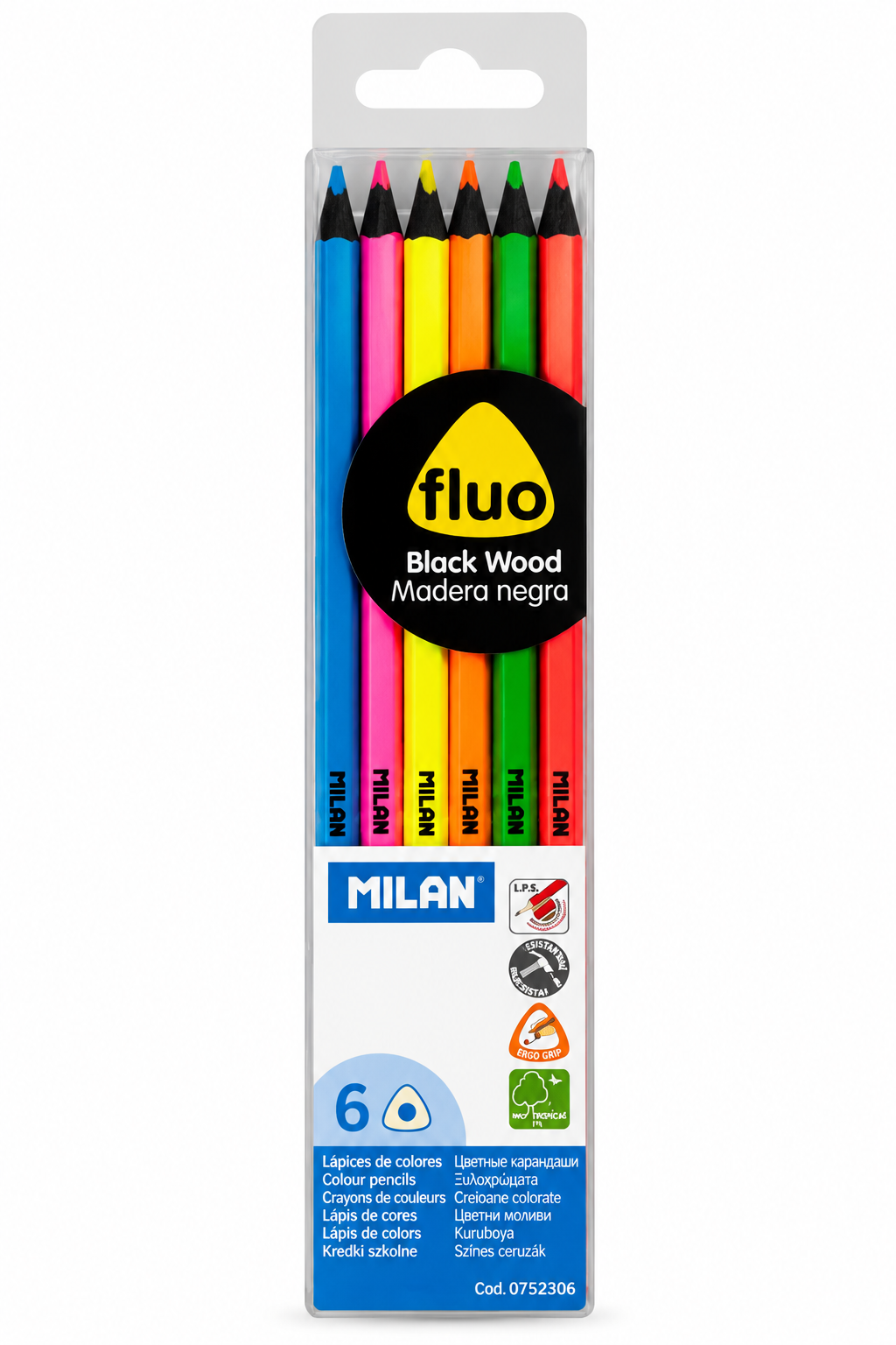 Creioane colorate in 6 culori fluorescente, MILAN